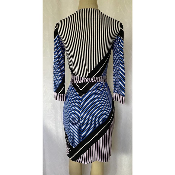 DVF Diane von Furstenberg Julian Two Wrap Dress Striped Black 3/4 Sleeve… - Picture 5 of 6